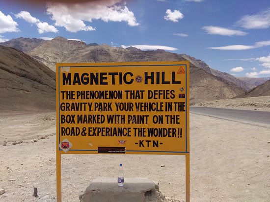 #9: Magnetic HillMagnetic Hill in Canada, where water runs upward and cars can go backwards up a hill without power.