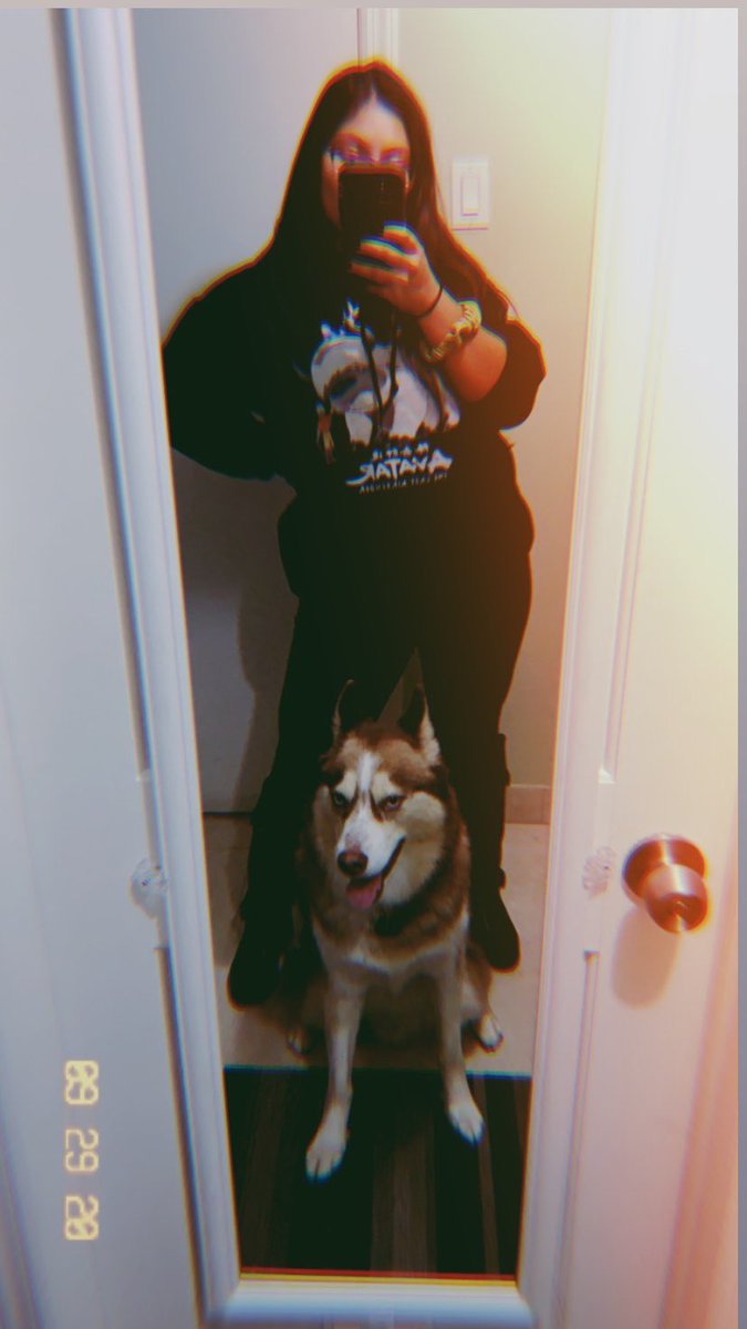 Cont. thread Day 8I wore a Hoodie with no shirt Bc I was running late and it was a hoodie kinda day but it was uncomfortable as hellAlso my boi hachi wanted a flick together