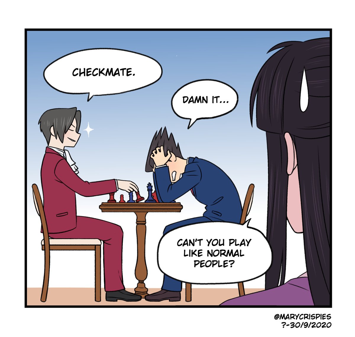 This is how lawyers play chess, right?

#AceAttorney #narumitsu 