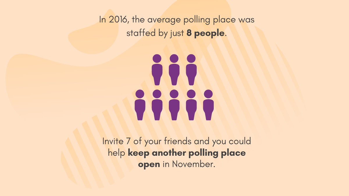 PollProject's tweet image. Share this post with seven of your friends and, together, you can help keep more polling places open this year. Sign up at powerthepolls.org/PWP

#HelpAmericaVote #PowerThePolls #Election2020 #Vote2020