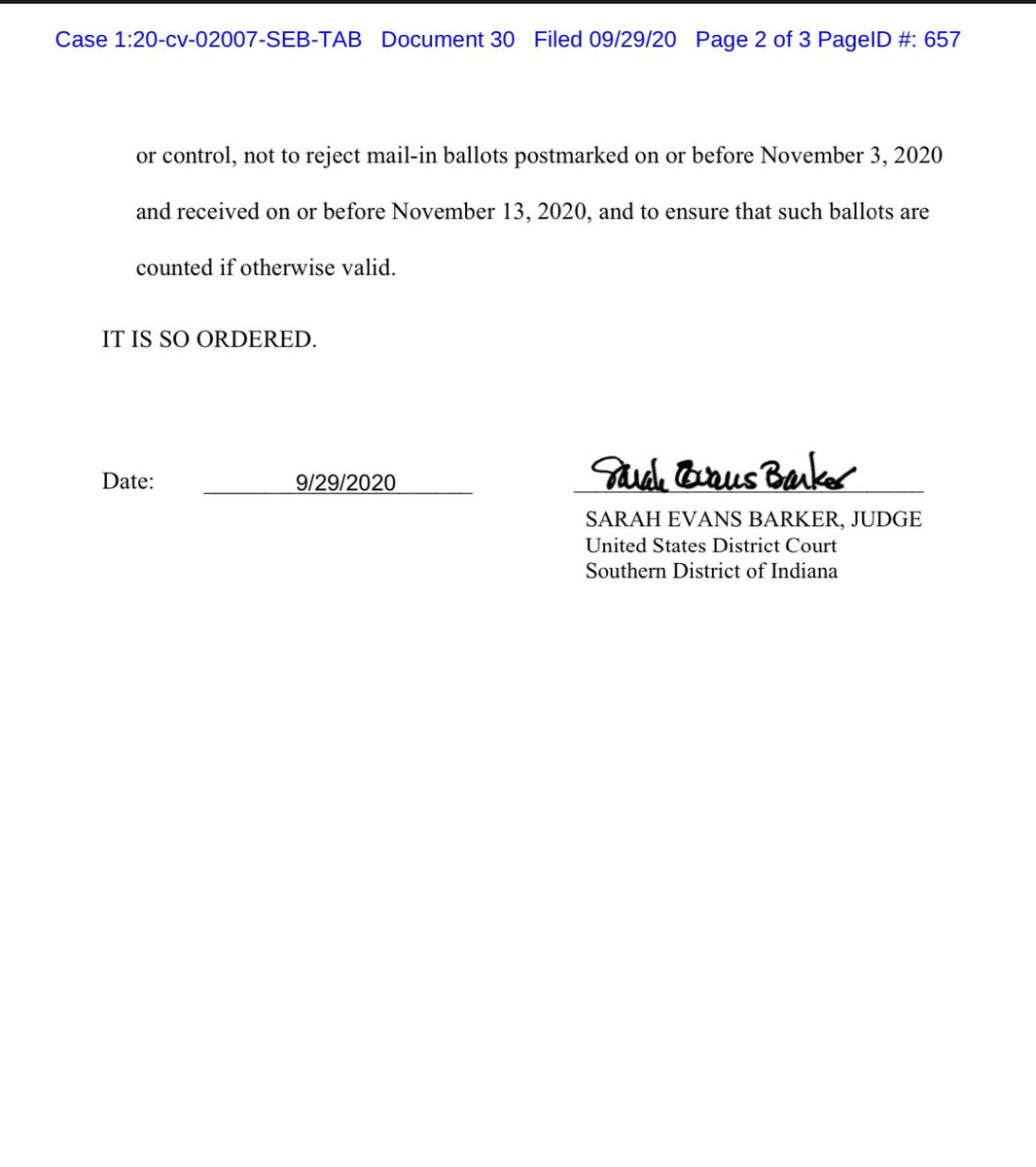 KristenClarkeJD's tweet image. BREAKING: We just secured a major victory for #Indiana voters! Under previous restrictions, absentee ballots had to be received by noon on Election Day. Pursuant to our win, absentee ballots must be postmarked by Election Day and rec’d within 10 days. This helps thousands! #VOTE