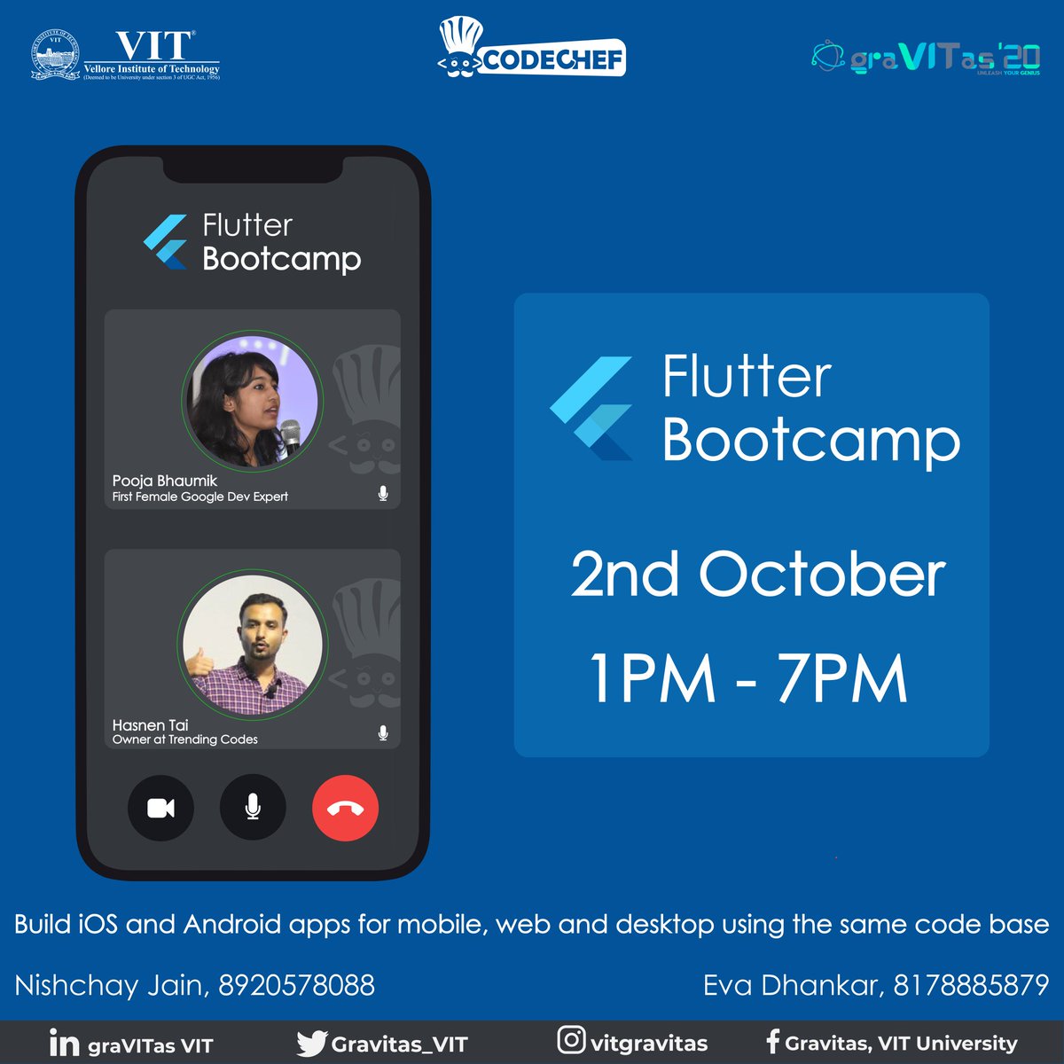 voidnen's tweet image. Announcing #Flutter Boot Camp with @codechef. Register here flutter.codechefvit.com/.See you @pblead26 at Event 😊