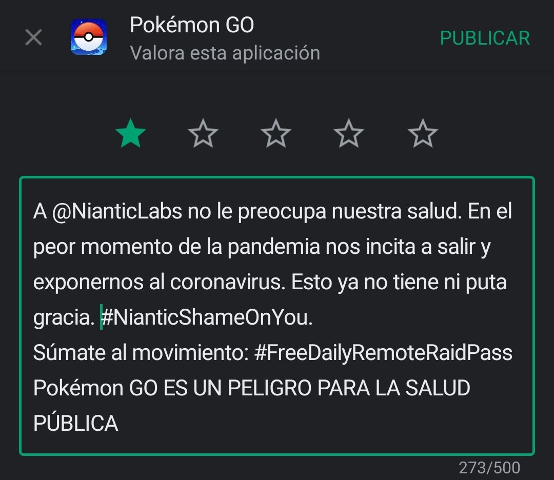 BenytoCamelas20's tweet image. A @NianticLabs no le preocupa nuestra salud. En el peor momento de la pandemia nos incita a salir y exponernos al coronavirus. Esto ya no tiene ni puta gracia. #NianticShameOnYou.
Súmate al movimiento: #FreeDailyRemoteRaidPass Pokémon GO ES UN PELIGRO PARA LA SALUD PÚBLICA