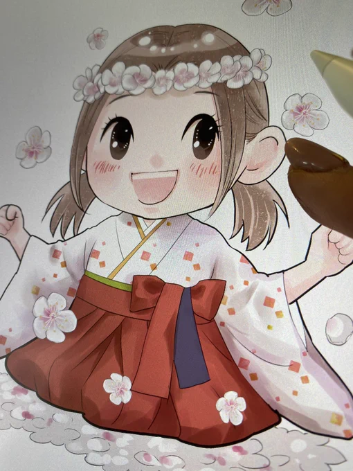 ちはやふる基金グッズの単行本&amp;カレンダーセットの予約締め切りは今日!
みなさんのおかげで単行本&amp;カレンダーセットも売り切れが見えてきました。うれしい?お早めにチェックしてみて下さい✨

これは昨夜描いてたかなちゃんと府中市の花(梅)。
https://t.co/uzC8S3xzdo 