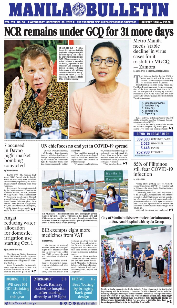 Manila Bulletin News Manila Bulletin Headline For Today 09 30 T Co Jylimuopnj Grab A Copy At Your Favorite Newsstand Today Or Read It All On Our Website At T Co Lkghozbdn5 T Co Jj0xkdhtr0 Twitter