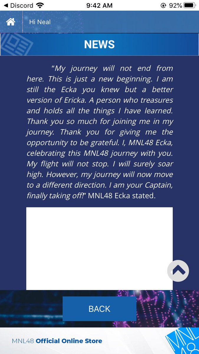 mujik48's tweet photo. MNL48 Team NIV's Captain, Ecka announces graduation from the group.

#ThankYouEcka 
@mnl48official 

https://t.co/HUo6kT2RG0