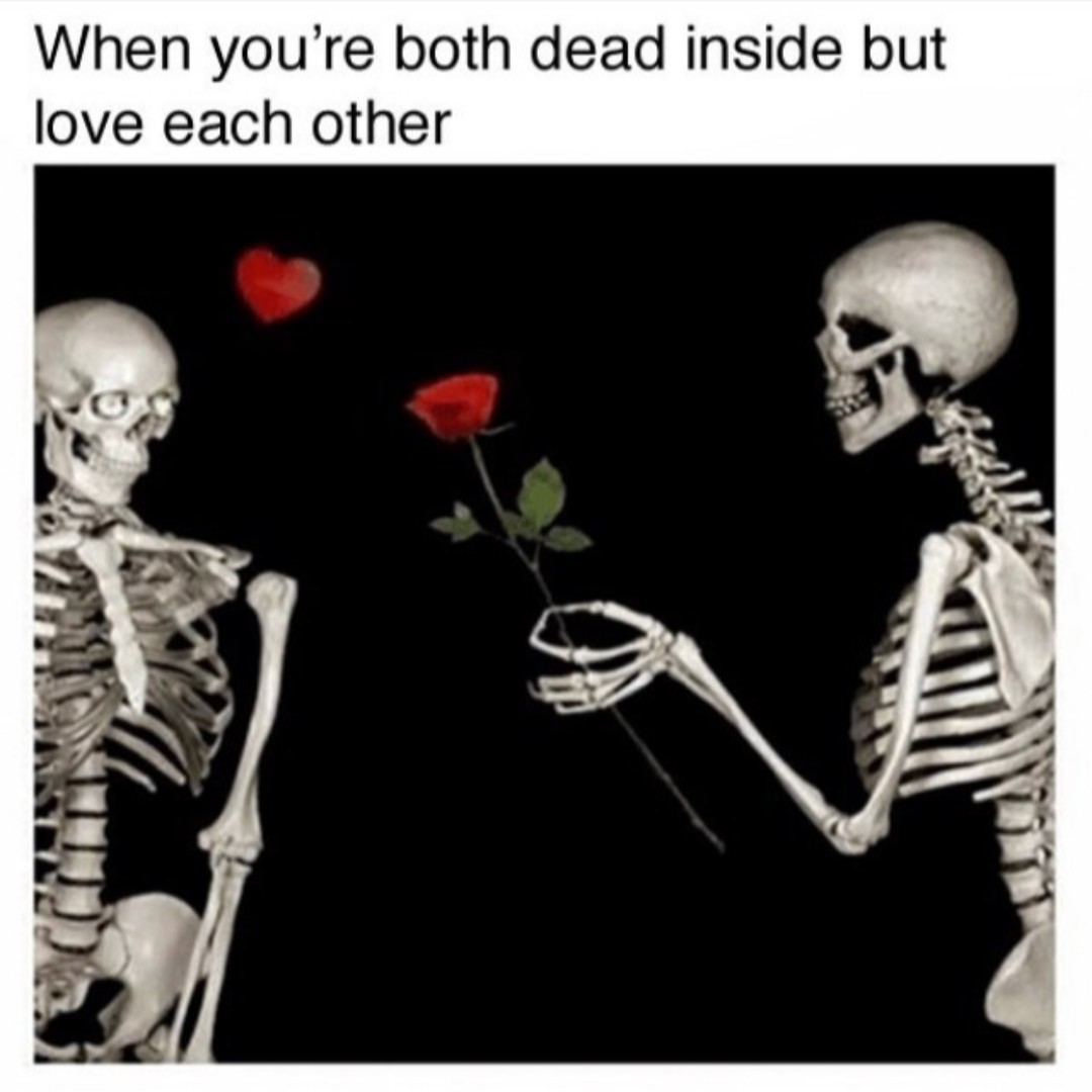 TheOfficialVV's tweet photo. 🖤🖤

#deadinside #gothmeme #gothicmeme #alternativememe #bestmeme #halloweenmeme #spookymeme #skeletonmeme #emomeme https://t.co/6lYTXZdbEq