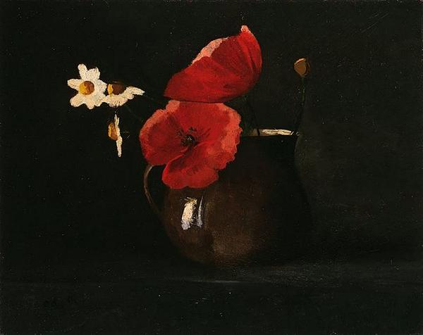 Redon is more effective than air freshener.Too beautiful: Odilon Redon, "Flowers: Poppies and Daisies"; oil on cardboard [c.1867]