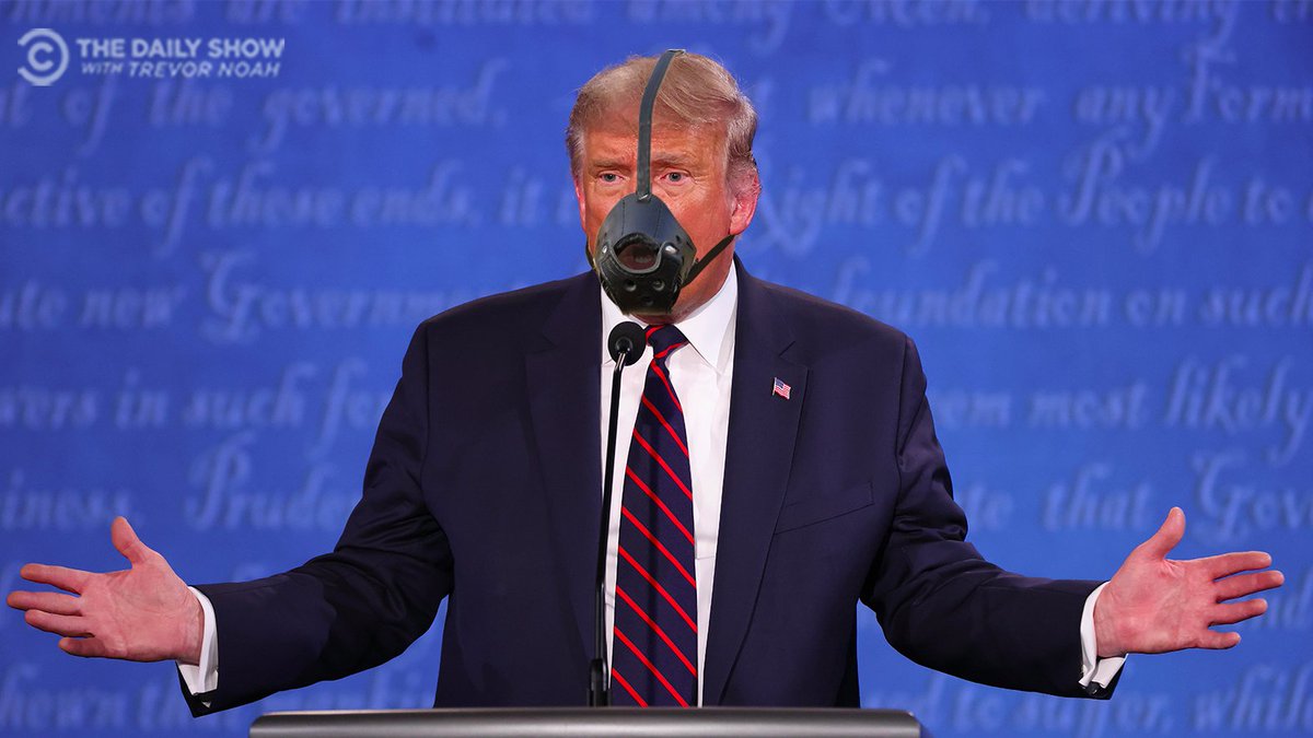 TheDailyShow's tweet photo. New technological advances underway for second presidential debate. #Debates2020 https://t.co/Ssq0kdkIlo