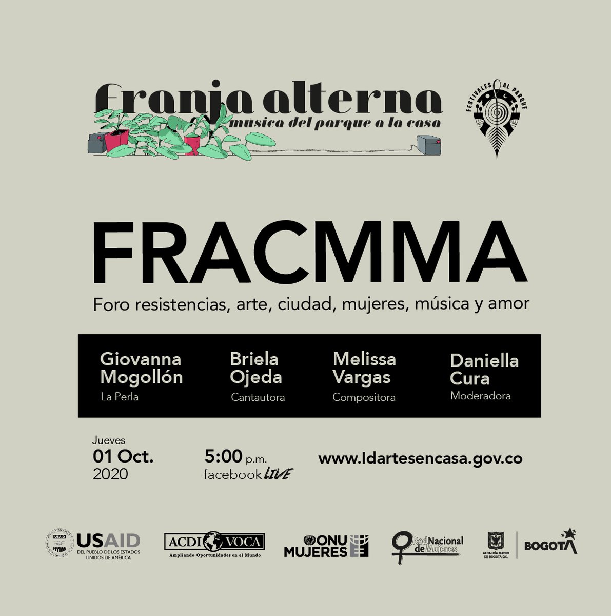 hiphopalparque's tweet photo. 2da entrega del ciclo #FRACMMA2020 ✨👩🏿‍🦱👩🏻‍🦱

Foros sobre Resistencia, Arte, Ciudad, Mujeres, Música y Amor #EnVivo🔴 con el apoyo de @ONUMujeresCol, @RNMColombia, @secredistmujer, y el PAR de la @USAID_Colombia en el marco del #ProgramaFestivalesAlParque 

📍https://t.co/4Dx55aGhvH https://t.co/JQSSuSof9Q