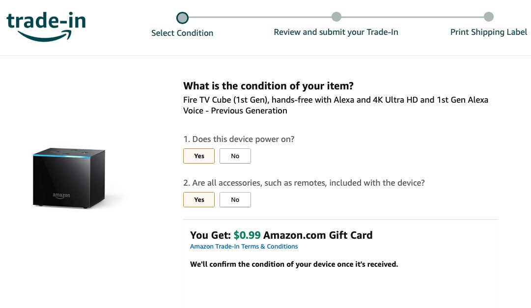 Aevi's tweet image. A $0.99 trade in value for FireTV Cube. Hell yaa.. #AmazonDeals