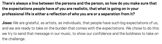 wednesday, 30 sept 2020:thank you  @RecordingAcad for an insightful interview for their upcoming album. let's support our girls  #BLACKPINK not just this Friday but yeah let's keep supporting them during the promotion as well.  #JISOO  #JENNIE  #LISA  #ROSÉ https://www.grammy.com/grammys/news/blackpink-talk-album-spotlight-shed-k-pop-just-beginning