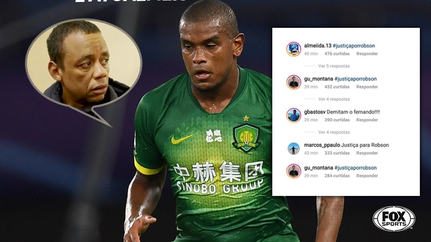 Brasileiros invadiram o Instagram do Beijing Guoan com a #JustiçaPorRobson, preso na Rússia após levar remédios proibidos para o sogro do jogador Fernando, ex-Spartak e atualmente no clube chinês.

Meia marcou dois gols no último jogo. Robson está há 1 ano e meio preso na Rússia.
