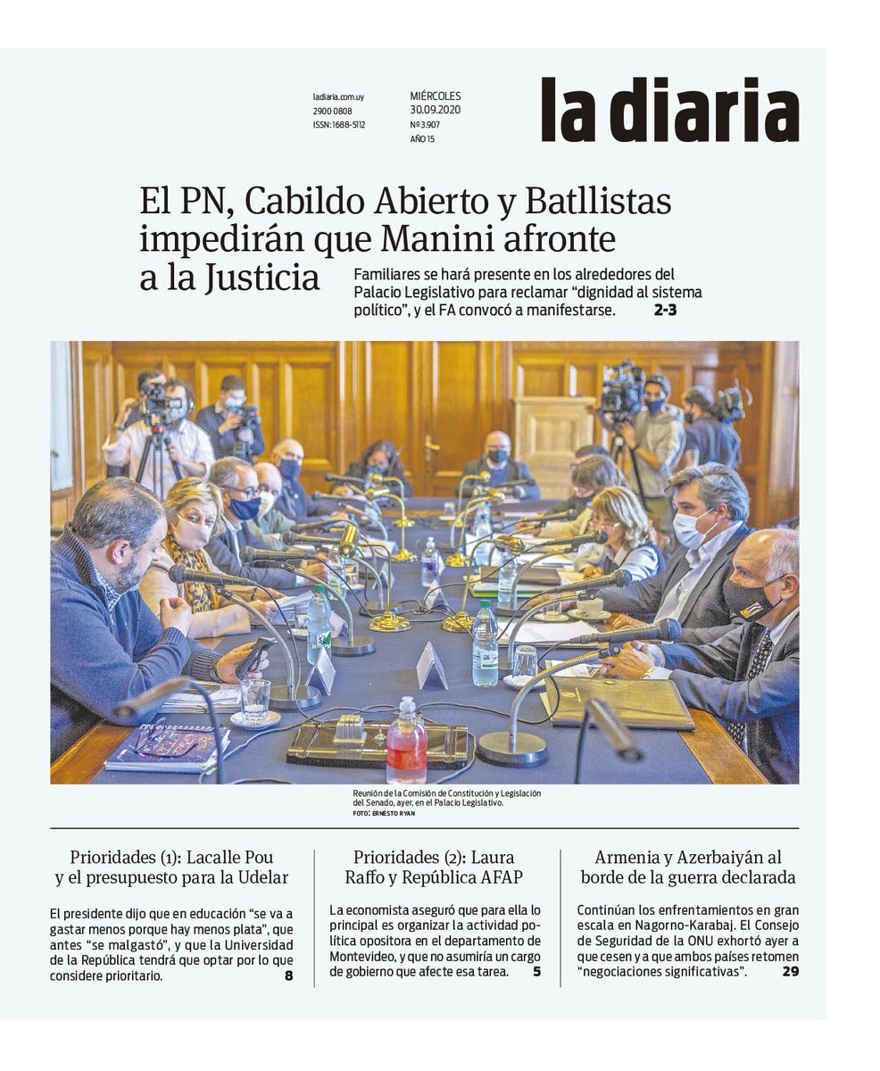 Los partidos políticos que van a impedir que Manini afronte a la Justicia son nuestra tapa mañana en <a href="/ladiaria/">la diaria</a>.