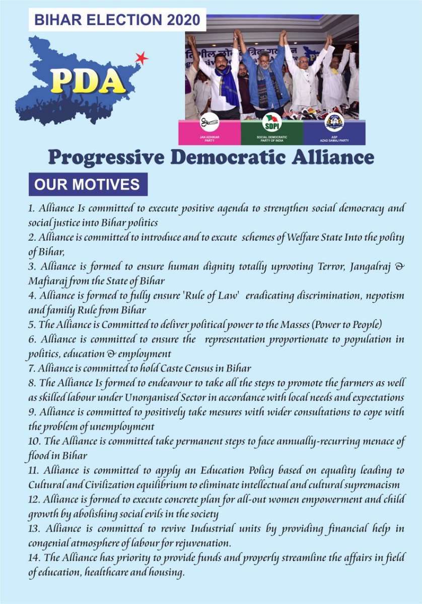 Sdpi Karnataka On Twitter Progressive Democratic Alliance Our Motives Bihar Election 2020