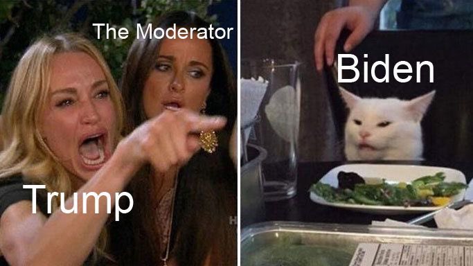 MoonlightGZ's tweet photo. The first 2020 presidential debate in a nutshell #DebateTuesday #TrumpMeltdown https://t.co/lMB12dKVsi