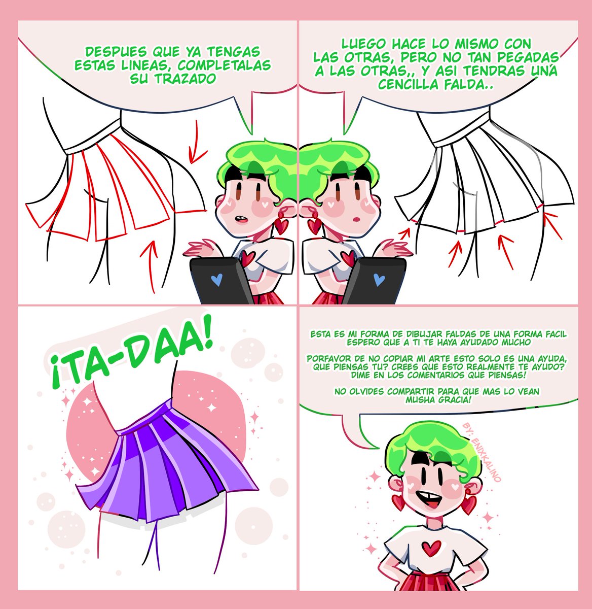 soy_enixkalino's tweet image. ♡¿Cómo Hago Las faldas?♡
me dio las ganitas de hacer un mini tutorial de como yo hago las faldas, espero les guste y si les ayuda esto mucho no olvides comentarlo&lt;333
#tutorial #comic #comictutorial #tutorialdrawing #tipsforartist #arttutorial #arttutorials #tutorialdrawing