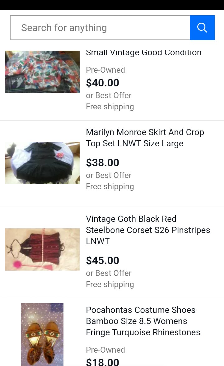 A couple of items up on my shop. I also accept cashapp $LuzLenoir every item has free shipping and ships anywhere in the US! Thank you 🌻

ebay.com/sch/i.html?sid…

#ebay #ebayseller #reseller #resell #thriftshop #thrifted #mercari #mercariseller #poshmark #poshmarkseller #vintage