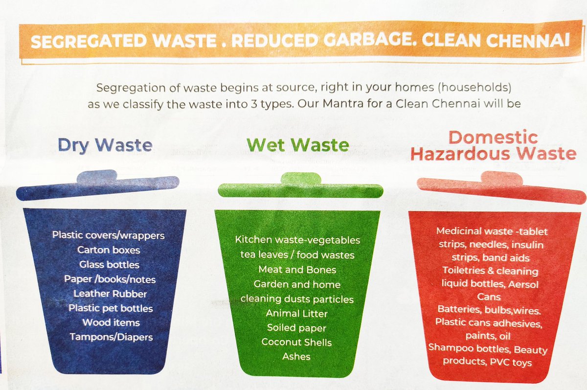 sultanismail's tweet photo. How clean is the
"Beginning of the clean movement"
Today's announcement for Chennai
Since when are
Tampons/Diapers as DRY WASTE
and
Shampoo bottles, beauty products, PVC toys as HAZARDOUS WASTE  
AND THEY CLAIM TO BE GLOBAL LEADERS IN WASTE MANAGEMENT... 
Sad state of affairs... https://t.co/4Ht1iuai55