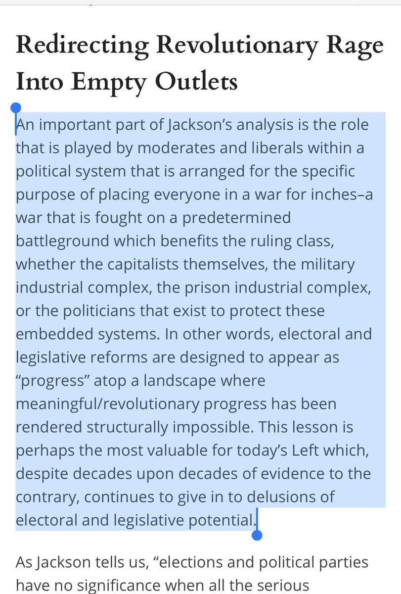 This is what’s been happening for the last year as progressive movements are consolidating resources into electorism. Demobilizing masses by leading them to reinvest in the Democratic Party. Luckily more and more people are not buying it.