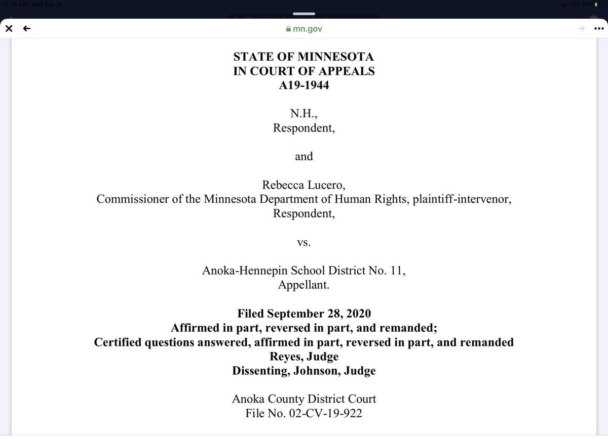 Here’s the Minnesota decision ending bodily privacy for students across the state. As usual these days, it cites the Bostock decision to bolster its reasoning.