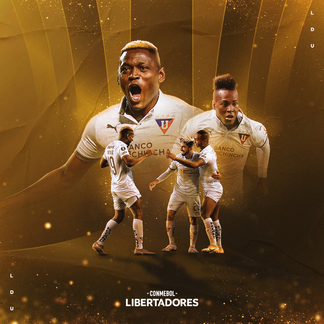 Libertadores's tweet photo. 💪🇪🇨 ¡La fuerza de @LDU_Oficial! Los ecuatorianos están otra vez en octavos de final de la #Libertadores.

🙌 Desde la vuelta de la Copa, ganaron sus 3⃣ partidos y se clasificaron una fecha antes. 

🤙 De sus últimas 1⃣0⃣ participaciones, pasaron a la Fase Final 6⃣ veces. https://t.co/exXmrLNrnU
