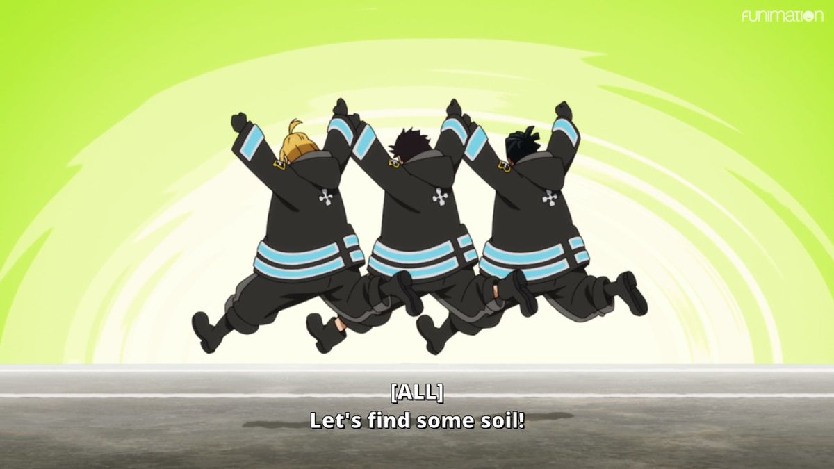 Funimation's tweet photo. Don’t eat dirt, kids. 🤦‍♀‍

[via Fire Force] https://t.co/yodcTryHGd