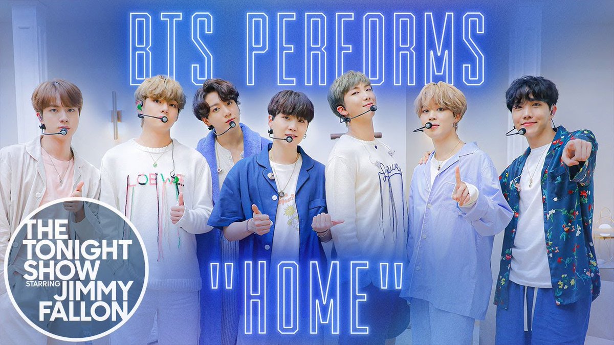 charts_k's tweet image. Watch @BTS_twt perform &quot;HOME&quot; on The Tonight Show with @jimmyfallon! 

Official Link: youtu.be/2rcKpY-4QBI