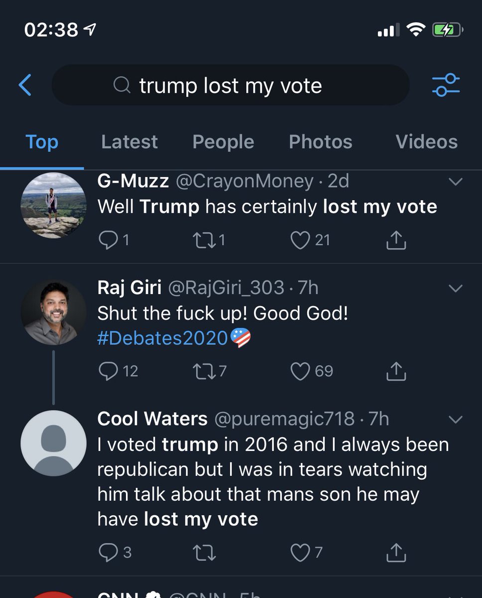 More votes Trump lost. I’m trying to mainly dedicate the thread to tweets from people during the debate or after where people talk about Trump losing their vote. There will also be some tweets about Trump supporters criticizing him as a human being based on tonight.2/