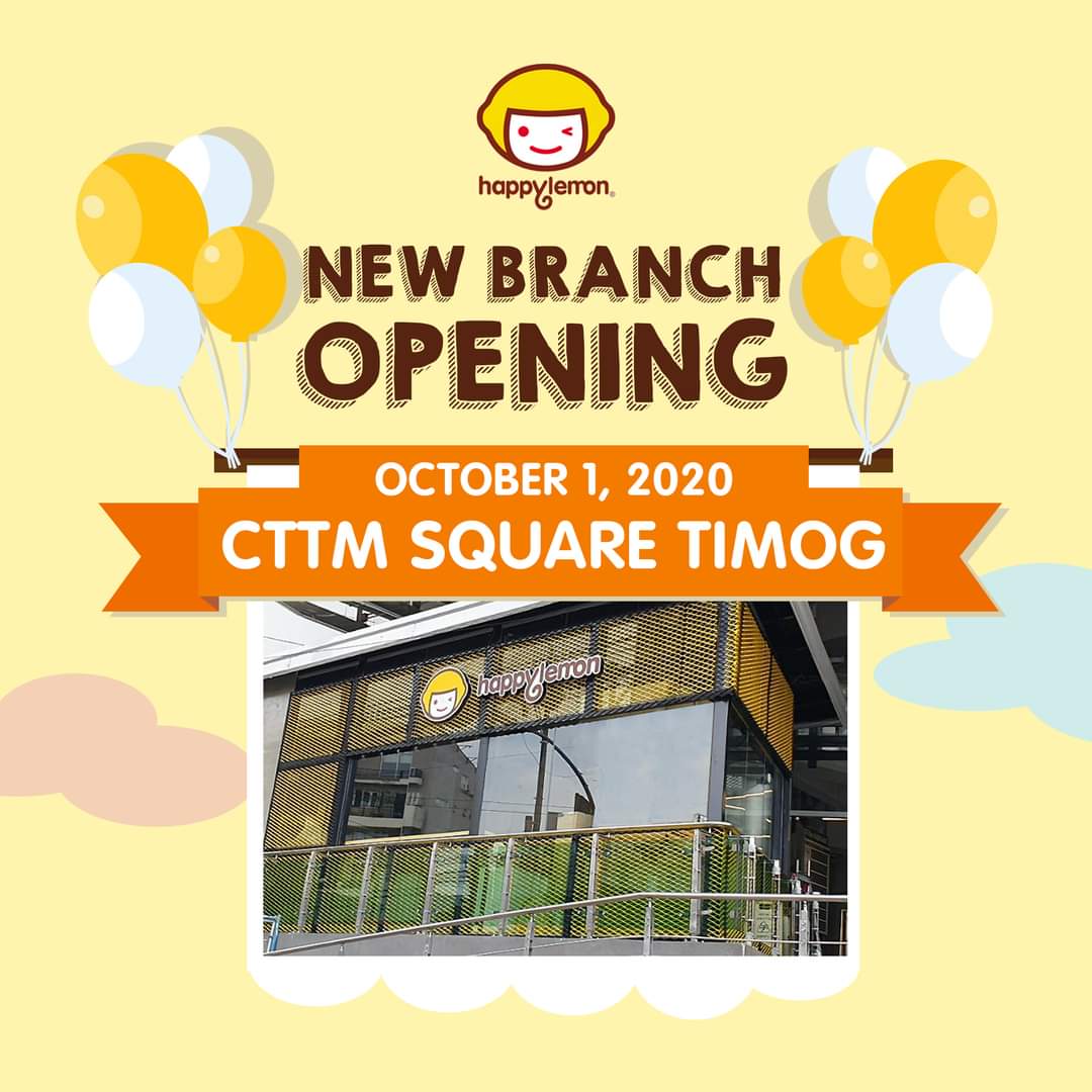 HappyLemonPh's tweet photo. We are finally opening our doors to the public this October 1, 2020! Come visit us in our new branch at CTTM Square, Timog Quezon City. Get your Happy Lemon fix at TEA-mog! 😉 #HappyLemonPh 🍋 https://t.co/nuzqVL04Jd