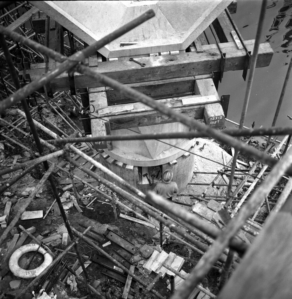 A view down onto the cone shaped turning mechanism that allowed each side of the bridge to be turned into position