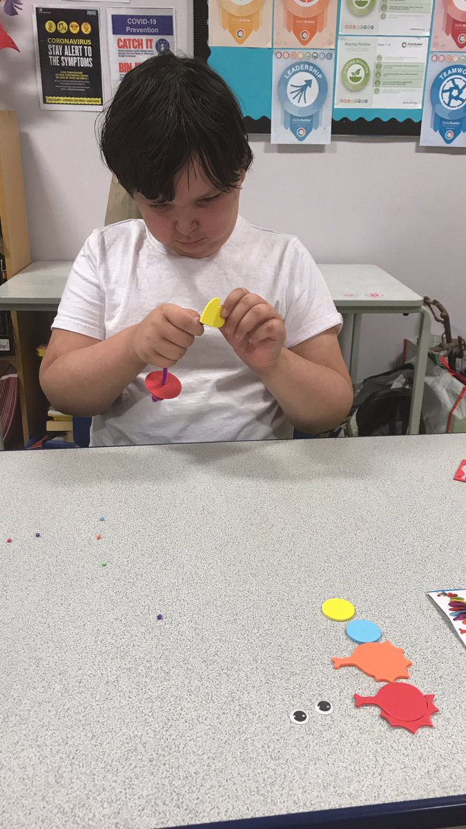 The concentration of students making a seahorses in Art and Craft lesson.