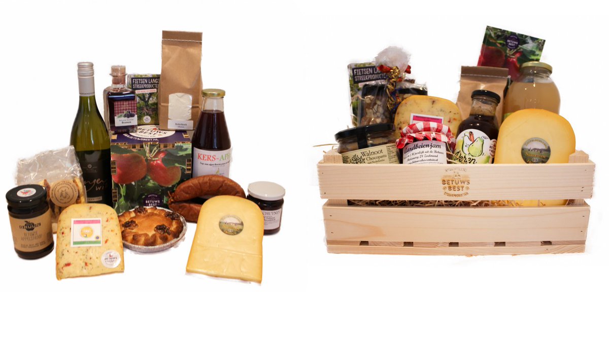 Nieuw! Kerstpakketten🎄 vol met de lekkerste Betuws Best streekproducten🧀🥓🍷.  Met de aankoop van dit pakket ondersteunt u de deelnemende Betuws Best ondernemers. Bekijk de verschillende pakketten en bestel uw Betuws Best pakket via bit.ly/33fI3Ft