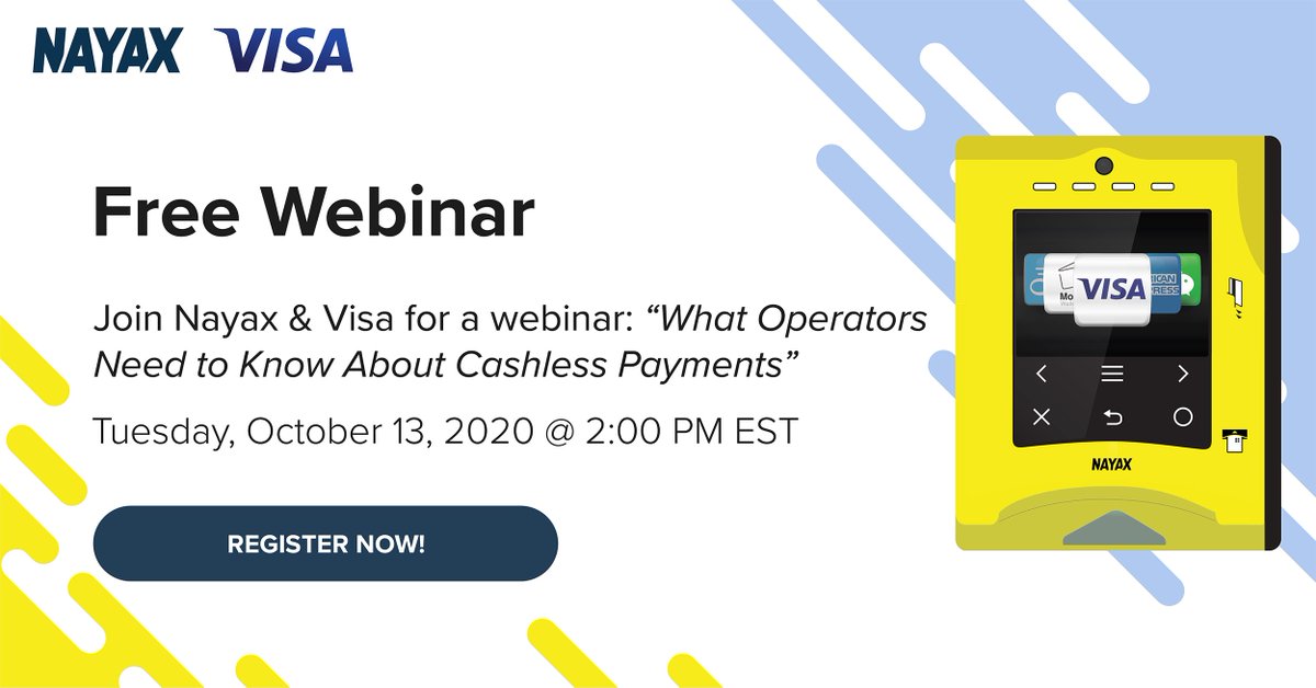 planetvending's tweet image. Vending operators can learn more about what they need to know to go cashless at this essential webinar. Register here. register.gotowebinar.com/register/49550…
 #nayax #cashlesssolutions #cashless #vending #thefuture