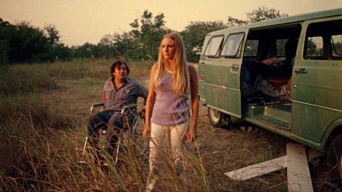 THE TEXAS CHAIN SAW MASSACRE (1974) dir. Tobe Hooperslasher // a group of friends detour to their old family home on a road trip, & soon discover a family of crazed killers living next door. one-by-one, the family attacks, & the survivors fight to find a way to escape.