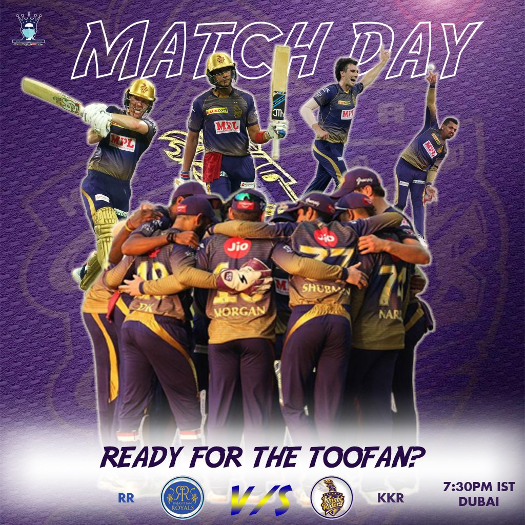 DadapeerTeamSRK's tweet photo. 3rd Match, 3rd Fight, can't wait for it as I am also a Knight! π
Matchday it is!
Are you guys ready for the Toofan? #ISupportKKR
All the best @KKRiders @iamsrk
Korbo Lorbo Jeetbo. π
#RRvKKR #IPL2020 #KKRHaiTaiyaar #KKR https://t.co/Q53MeoSZNi