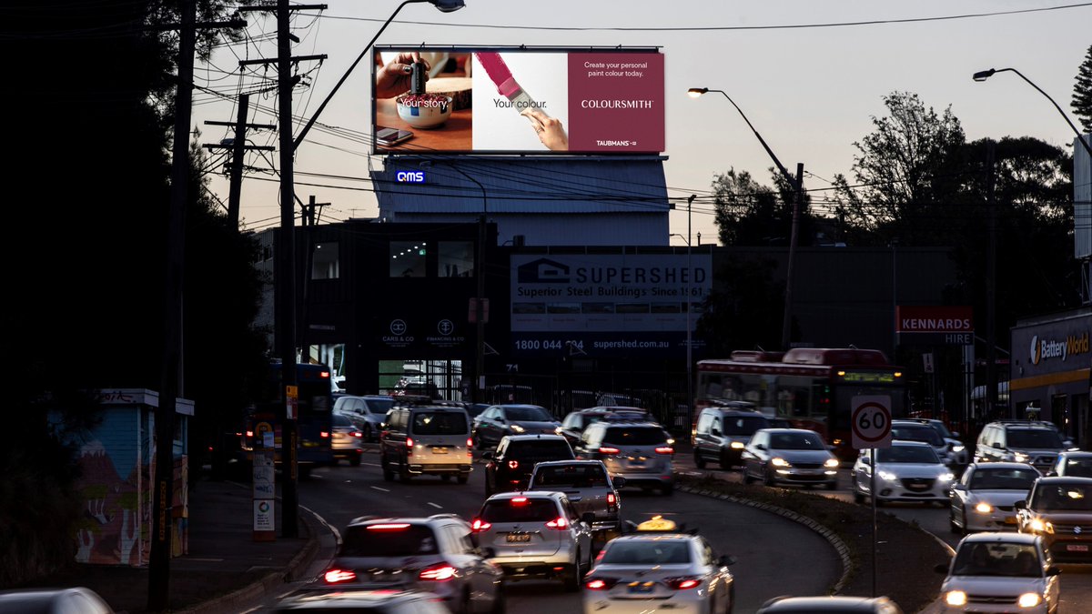 QMS_Media's tweet photo. We know the value of when you #GoUnique, &amp; with Taubmans new Coloursmith technology, you can now create your personal paint colour to tell your story. Bravo Taubmans for adding a splash of unique colour on our billboards across Australia 👏🎨 
#BeMemorable #SwitchOnQMS #DOOH #OOH https://t.co/rV7T2kZX0g