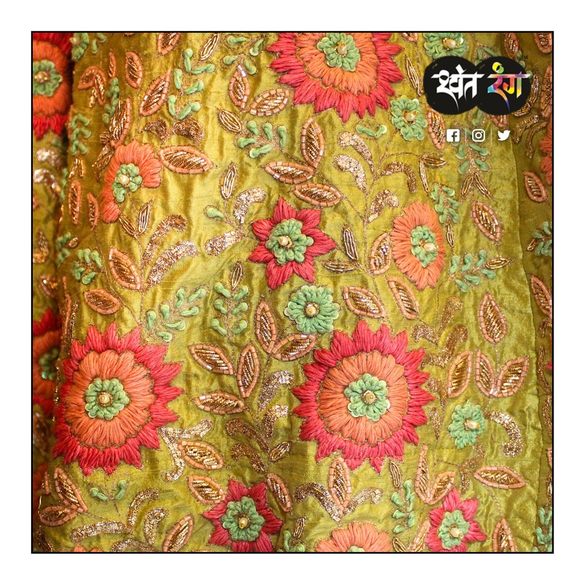 ShwetRang's tweet photo. Soft Lime Green Handcrafted Lehenga with mix of Resham and Zardosi Work. An elegant look is achieved when this two form of art are blended.
#shwetrang #designerstore #designerdresses #rawsilk #handwork #floral #limegreen #lehenga #zardozi #zardosiwork #resham #reshamwork https://t.co/8VAfFLFdHe