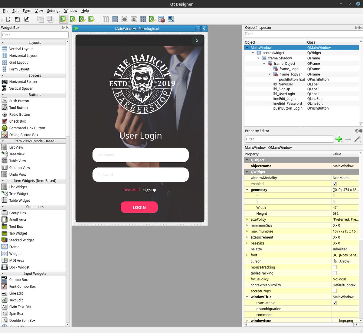 MrCl0wnLab's tweet image. Form LoginBarberShop in PySide2
github.com/MrCl0wnLab/Pyt… #python #pyside2 #form #interface #ux