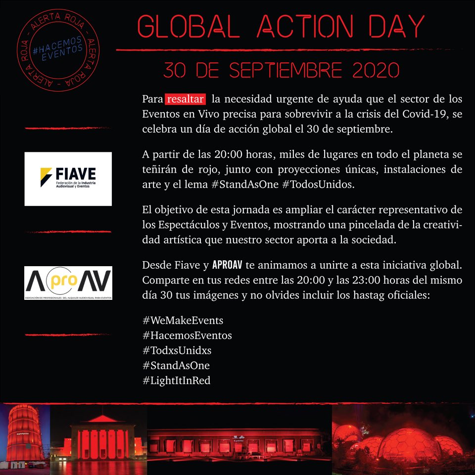 av_medios's tweet photo. Sigamos haciendo sector, mostrando creatividad y como aportamos experiencias
#WeMakeEvents
#HacemosEventos
#TodxsUnidxs
#StandAsOne
#LightItInRed
#AproAV https://t.co/0sIrf1uba3