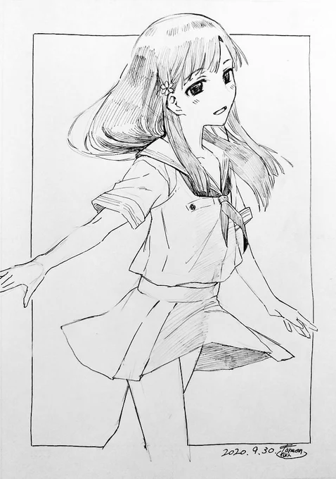 という訳で制服の小早川紗枝ちゃんを描きました。和服は勿論良いけど洋服のさえはんも好きなんですよね。 