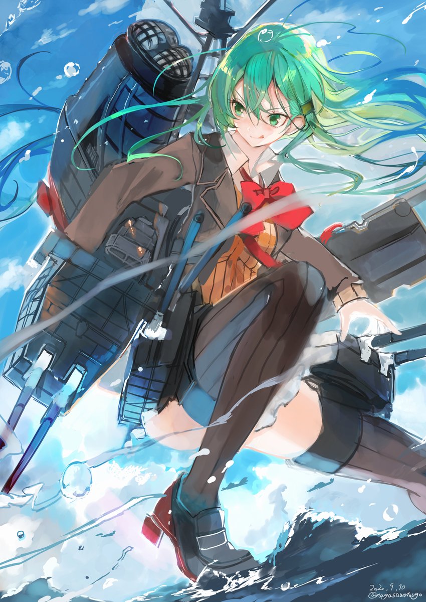 suzuya (kancolle) 1girl long hair solo rigging hairclip hair ornament thighhighs  illustration images