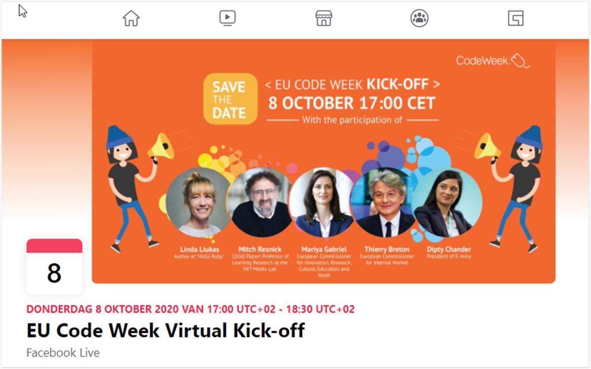 4pip's tweet image. Zo dat is een mooie line-up vanuit Brussel bij de kick-off van de @CodeWeekEU op donderdag 8 oktober met oa @lindaliukas en @mres. #happycodeweek @CodeweekNL facebook.com/events/2623761…