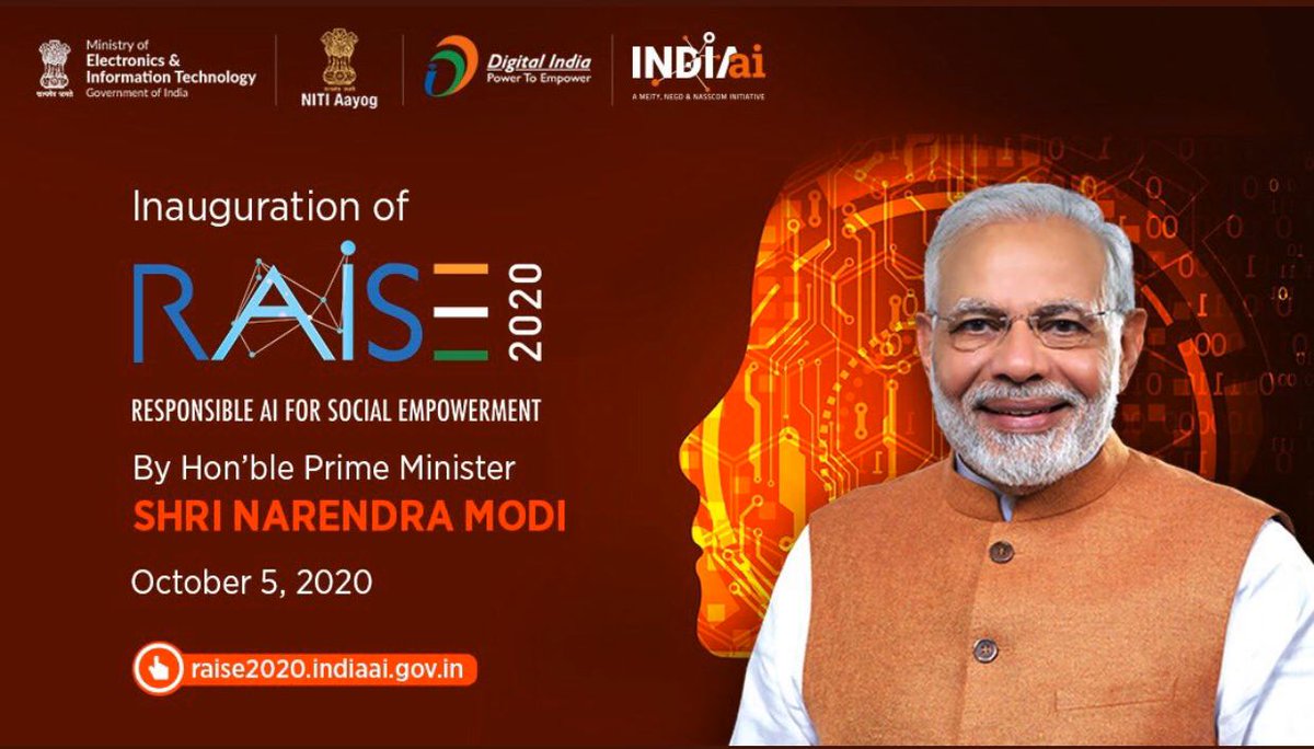 CSCDCSanjayKum1's tweet image. &apos;Responsible AI for Social Empowerment&apos; (RAISE 2020) will be a global meeting to exchange ideas on using AI for social transformation, inclusion &amp;amp; empowerment. Register Now: raise2020.indiaai.gov.in/register