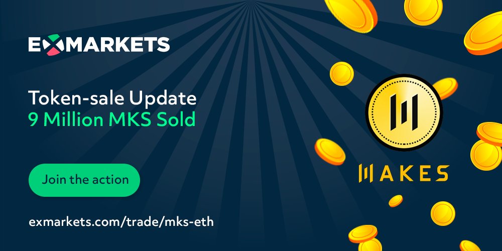 ex_markets's tweet image. Another Feather on the Cap of MKS🟡🎊

The CoinMakes (MKS) TokenSale has now hit 9,000,000 💹

The sale is still ongoing on both CoinMakes.com and ExMarkets.com.

‼️Don’t miss the chance and catch up with us now‼️

#Milestone #ExMarkets #Coinmakes #MKS #crypto