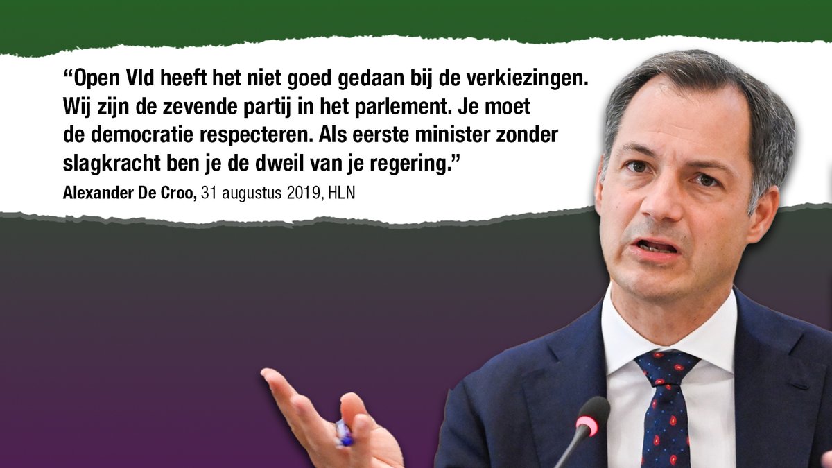 Wij zijn akkoord met <a href="/alexanderdecroo/">Alexander De Croo 🇺🇳</a>: een paars-groene regering waarin de zevende partij de premier levert, getuigt inderdaad van bijzonder weinig respect voor onze democratie. 👇