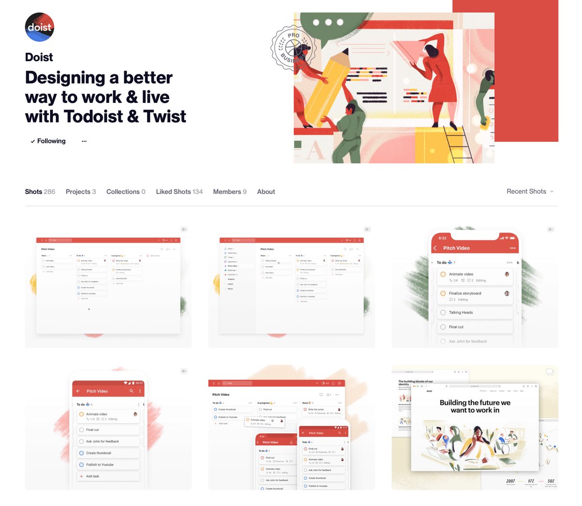 Our design team <a href="/doist/">Doist</a> is posting a few design details about our newest <a href="/todoist/">Todoist</a> feature “Boards” over the coming days and weeks! If you’re curious to check them out, find us here: dribbble.com/doist 😊📱💻🎨