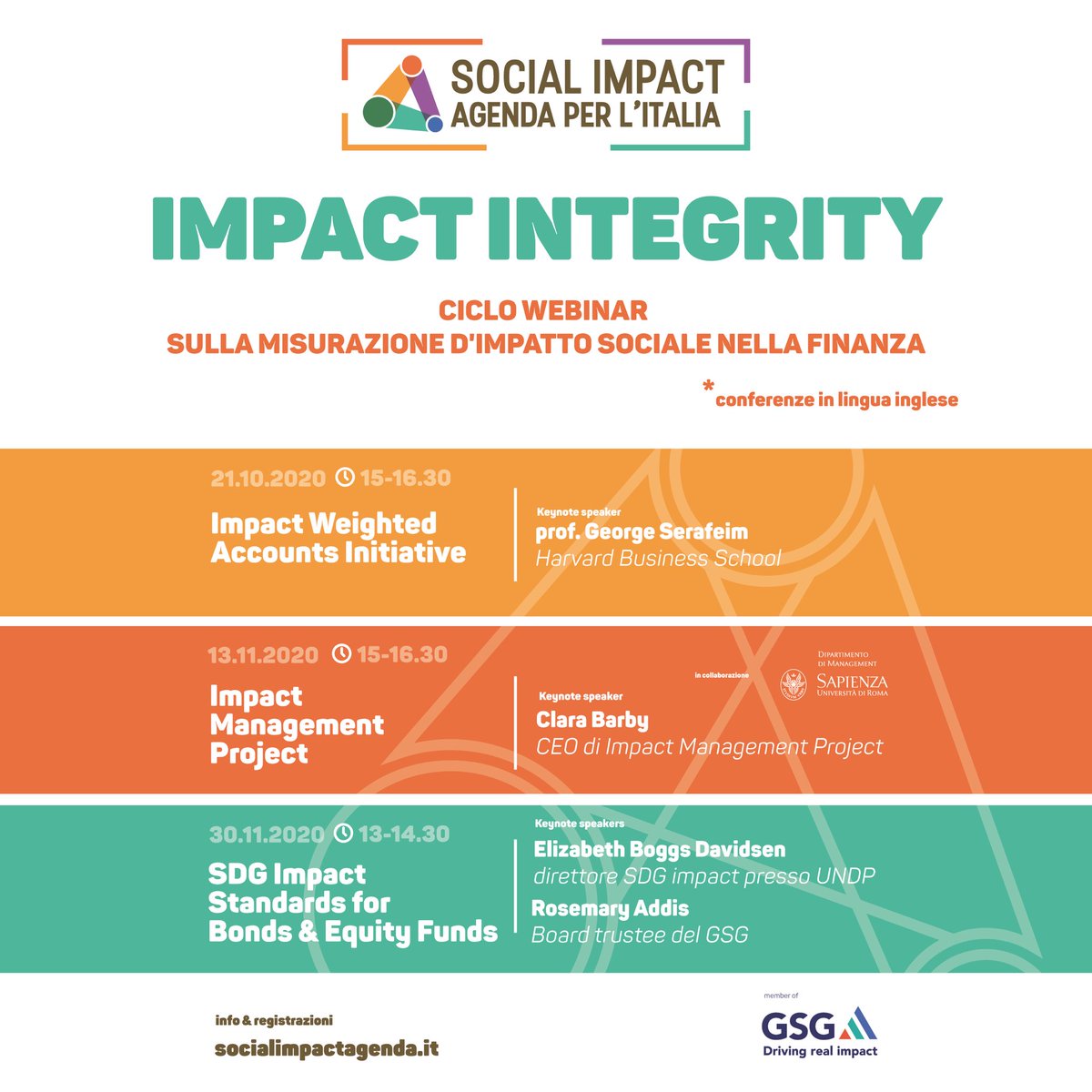 💡Un ciclo di webinar per conoscere le esperienze più innovative del panorama internazionale rispetto la misurazione d’impatto sociale negli strumenti finanziari. Il primo appuntamento il 21|10 con <a href="/GeorgeSerafeim/">George Serafeim</a> di <a href="/HarvardHBS/">Harvard Business School</a> per registrarsi 👉 bit.ly/33d7g3i  #impinv
