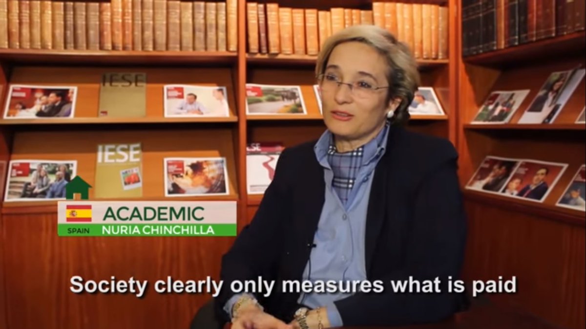 "Society clearly only measures what is paid and that is why it does not value what is not paid which is work in the home carried out by a mother or a father" according to <a href="/NuriaChinchilla/">Nuria Chinchilla</a> <a href="/iesebschool/">IESE Business School</a> 
Project: HomeMakers 
cutt.ly/HfVPUOf