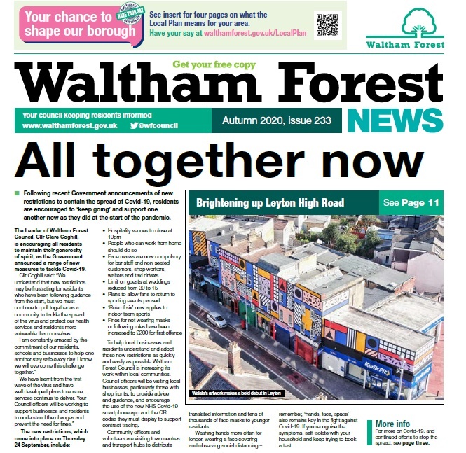 wfcouncil's tweet photo. 👀 Have you seen the latest edition of #WalthamForestNews? 

Including updates on stopping the spread of Covid-19 to great news about libraries, active travel, our #ChooseLocalWF campaign  and more – make sure you're in the know!

Read online now
 https://t.co/4KDXf1b5kw https://t.co/SPWk4Q175W